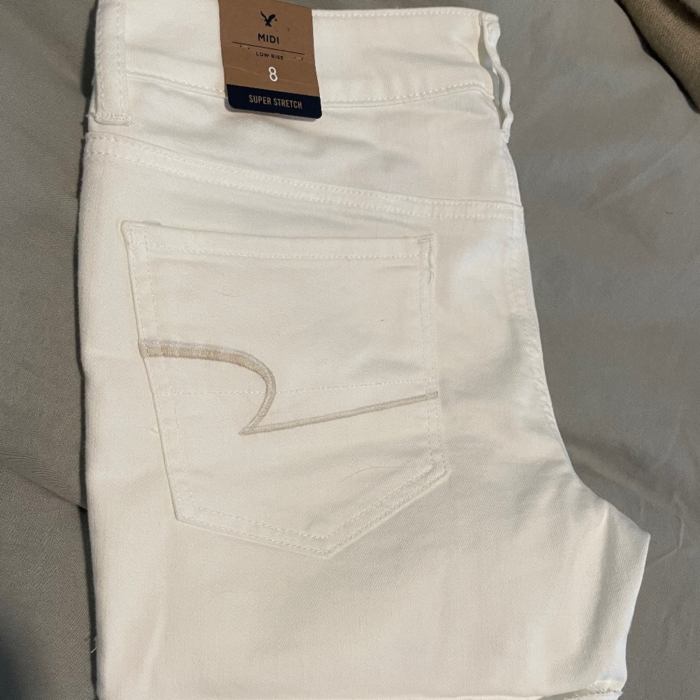 White jean shorts